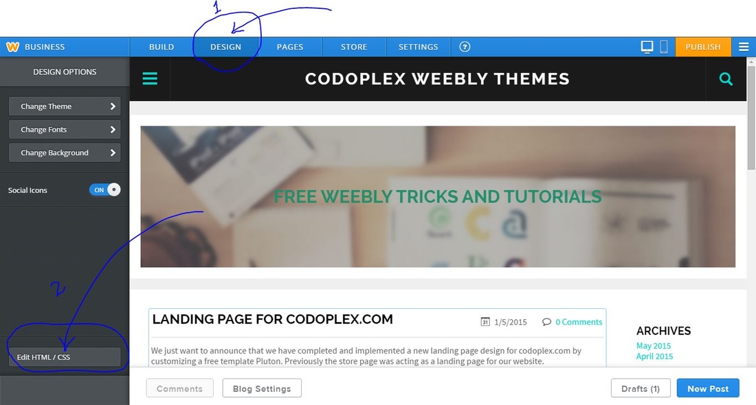Integrate a plugin in weebly : Edit Html Css of Weebly Website